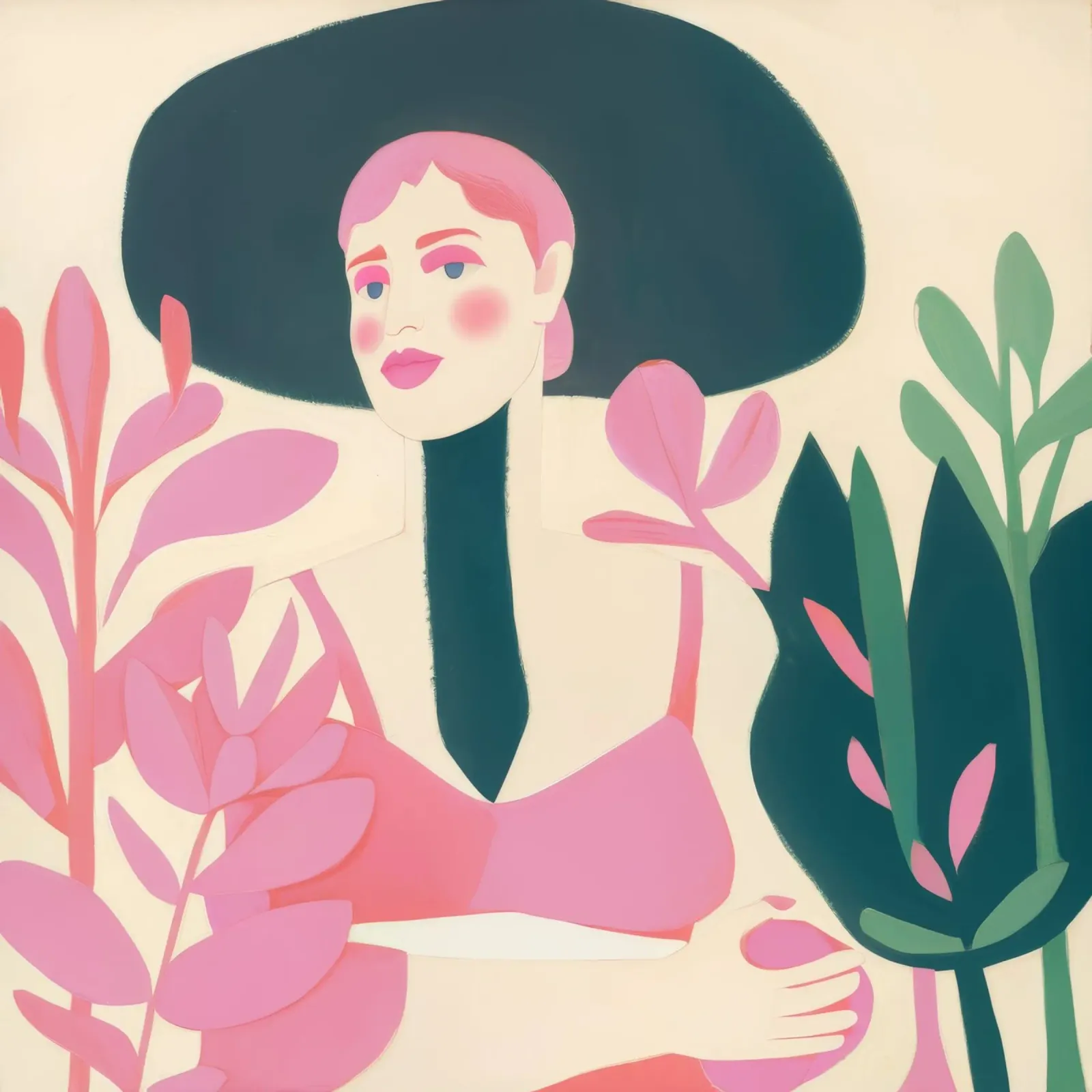 Mistero dello sguardo rosa poster con telaio in plastica da Aurora Muse
