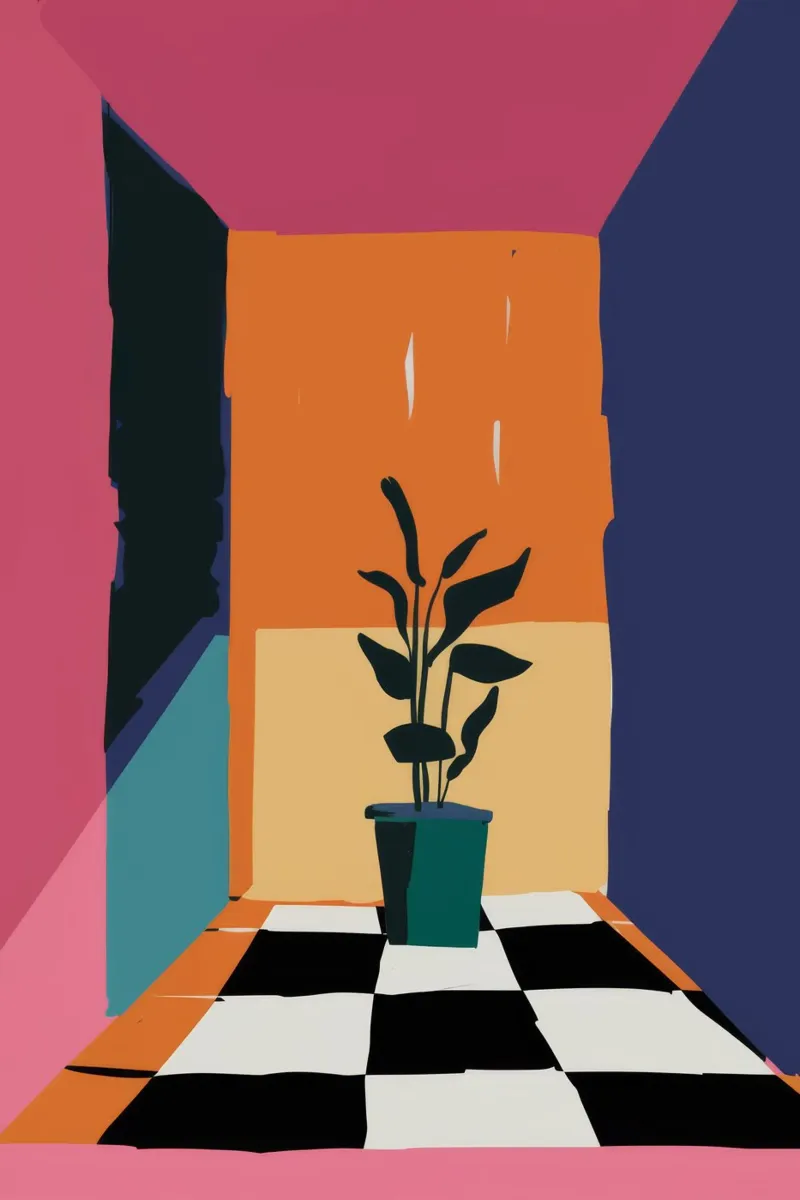 Grazia botanica solitaria poster con telaio in legno da Ember Stone