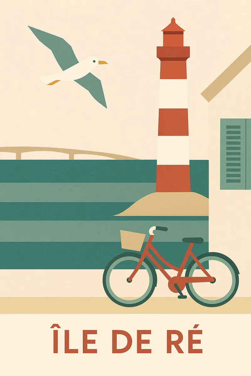 Île de Ré - Una versione grafica di tranquilla eleganza carta hahnemühle da JETLAG | affiches voyage