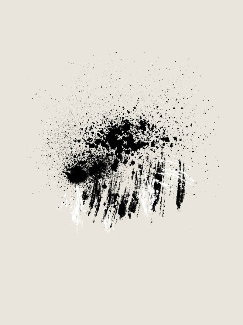 Paint splatters with shapes and lines in black and white Poster von Imaginative