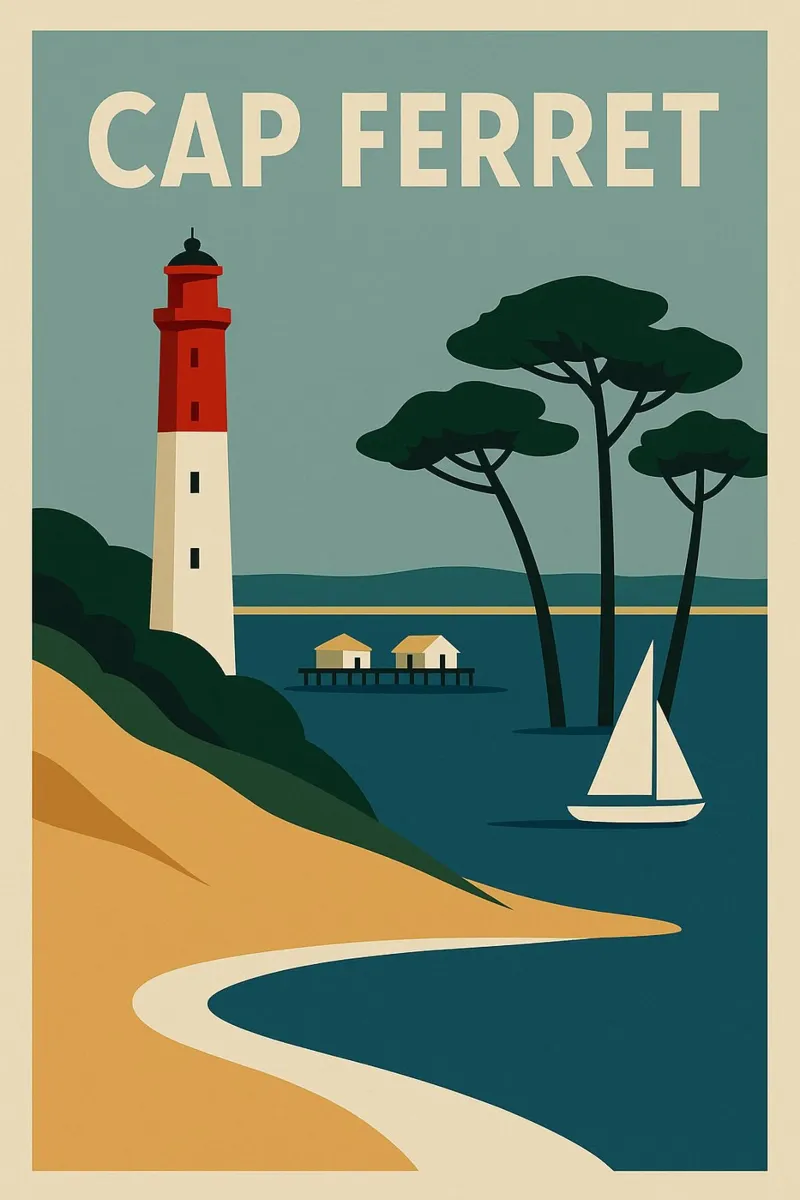 Cap Ferret - Atlantic charm on stylish display canvas by JETLAG | affiches voyage