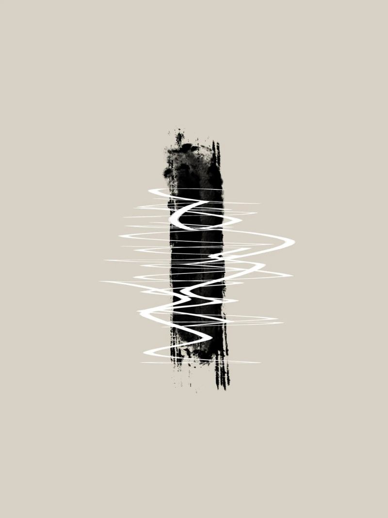 Modern abstract of lines and brush strokes in earth tones Poster von Imaginative