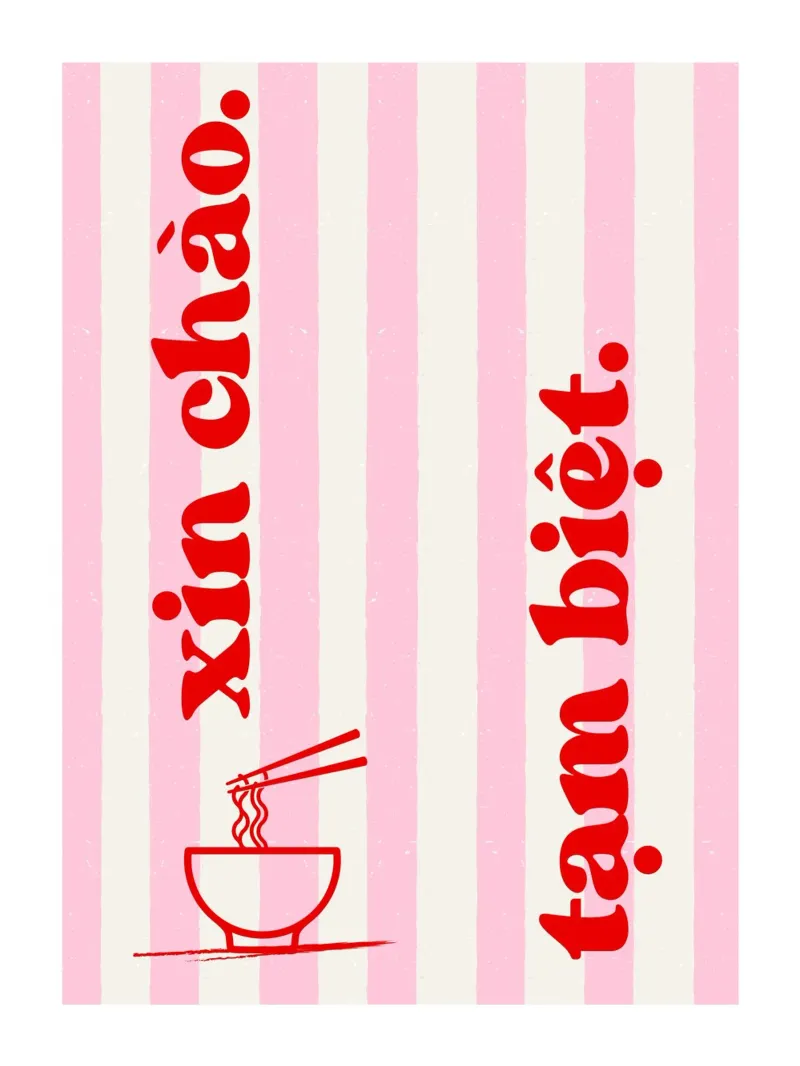 Ciao e arrivederci, Vietnam poster con telaio in legno da Roamance Studio