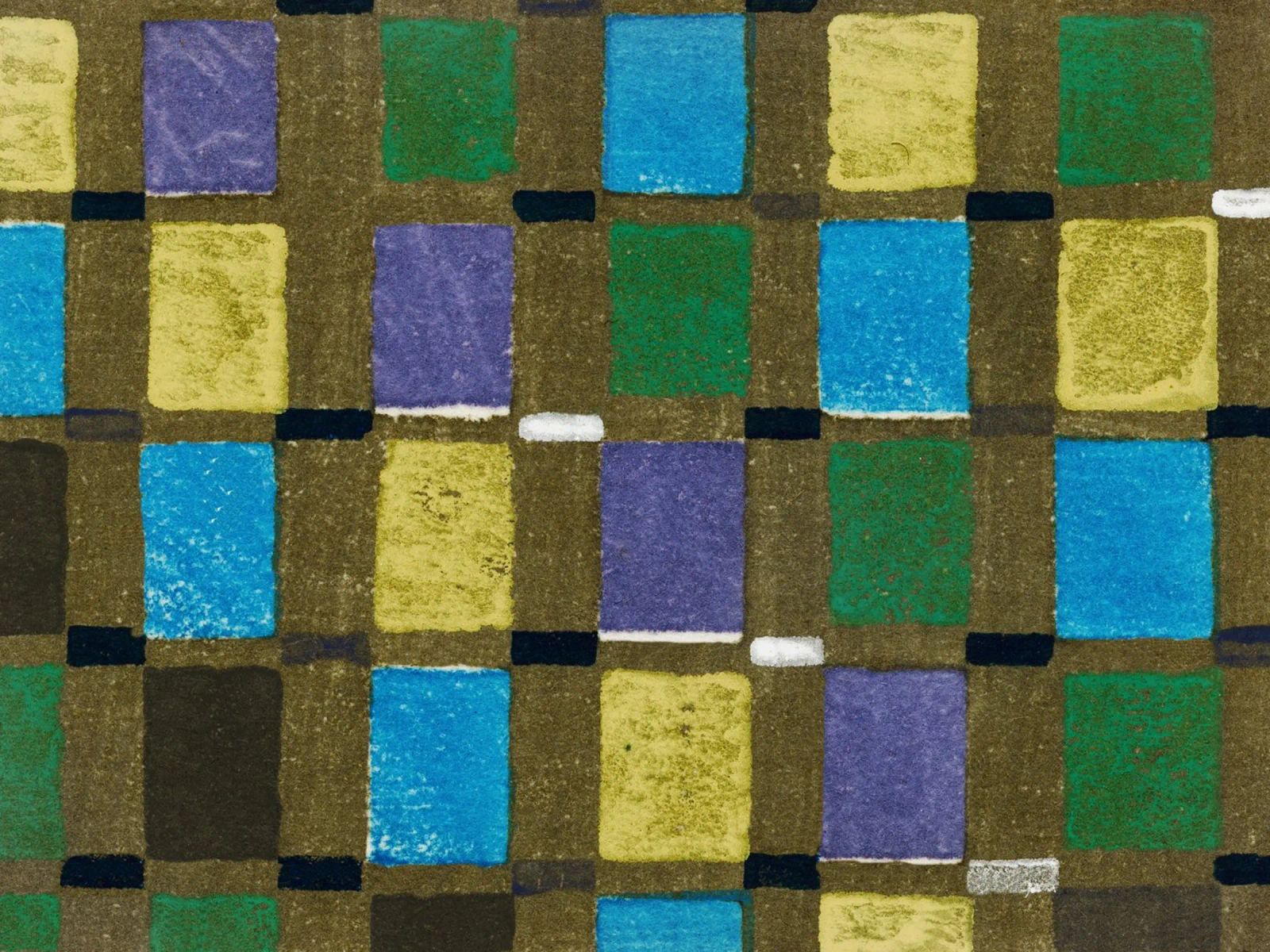 Vintage woodblock print of Japanese textile squares metacrilato de vintageshop