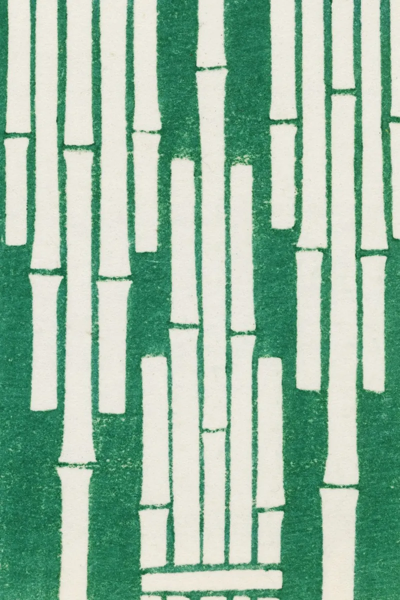 Vintage woodblock print of Japanese textile bamboo pellicola backlit da vintageshop