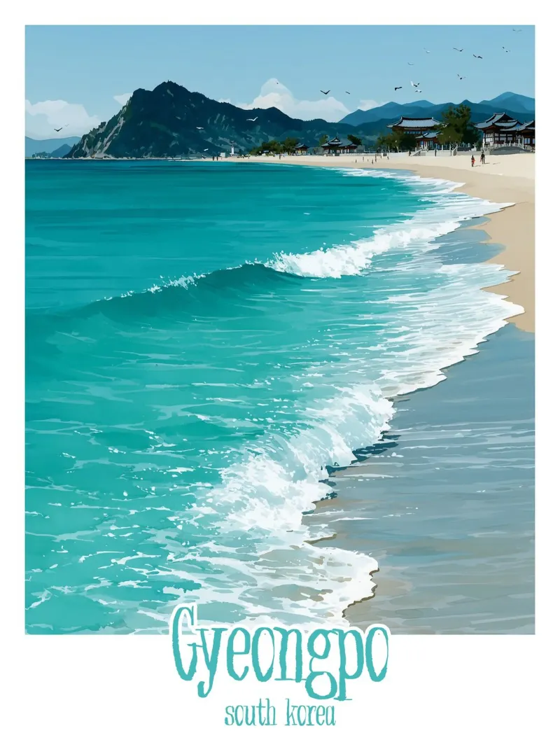 Affiche Gyeongpo, Corée du Sud poster avec cadre en plastique de Frame the World