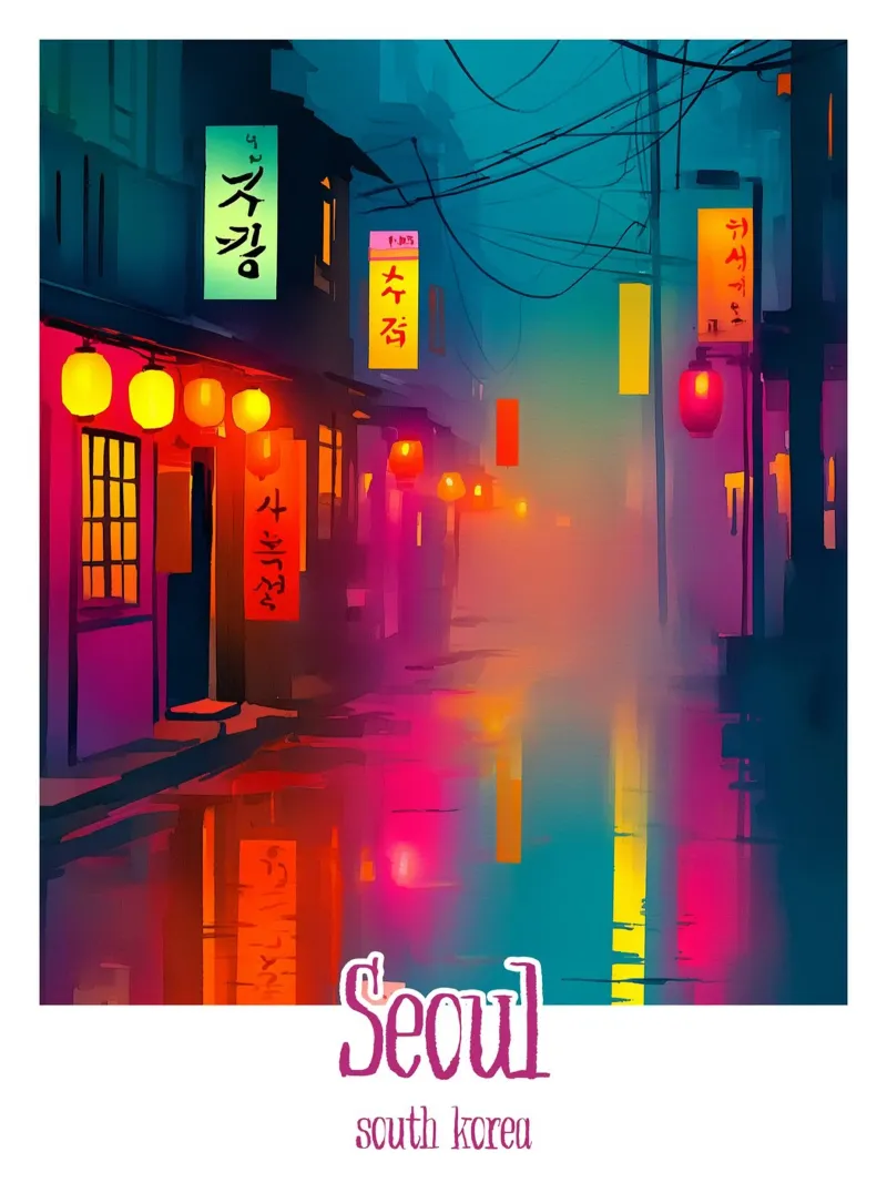 Poster Seul, Corea del Sud plexiglass da Frame the World