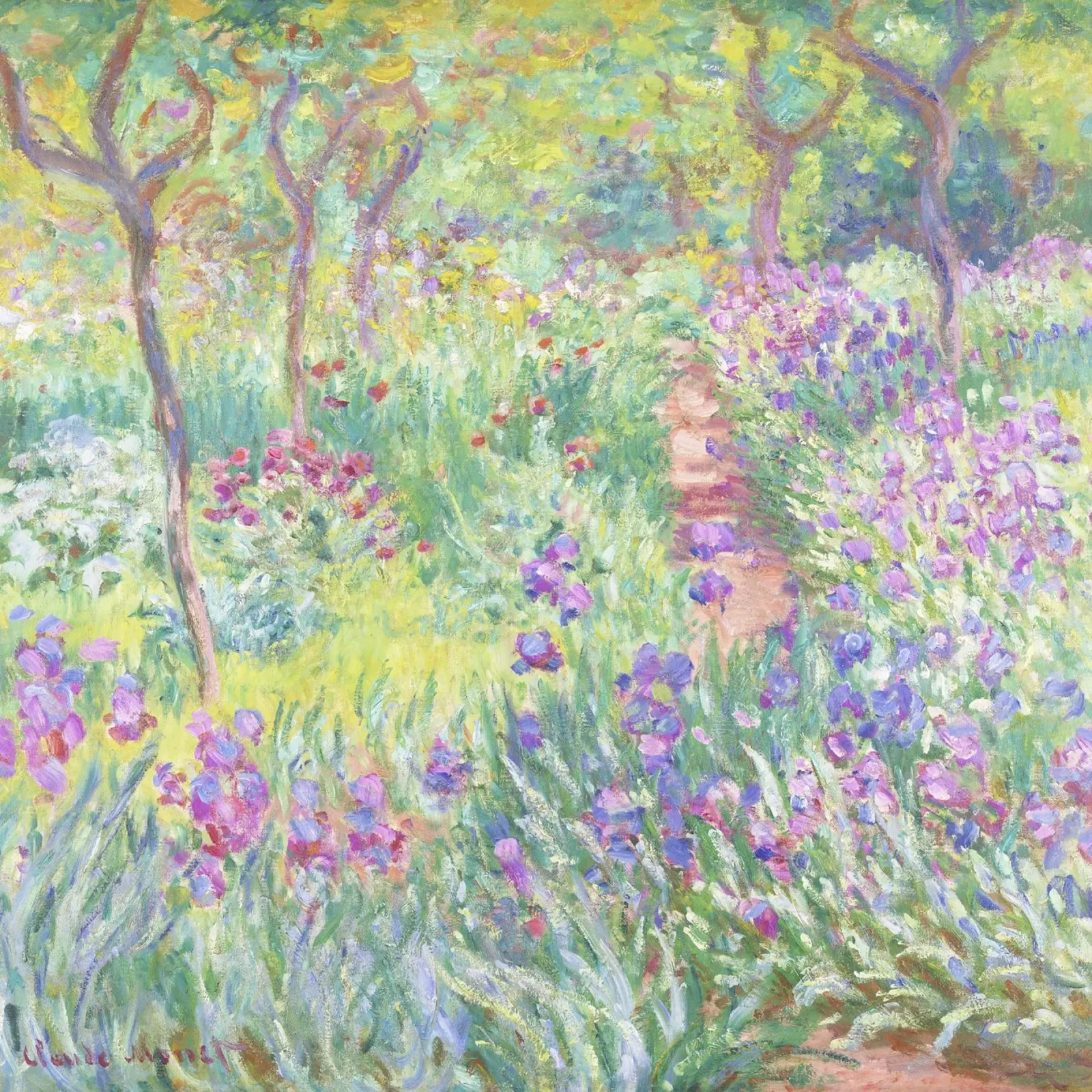 Il giardino dell'artista a Giverny di Claude Monet poster con telaio in plastica da Venus Art