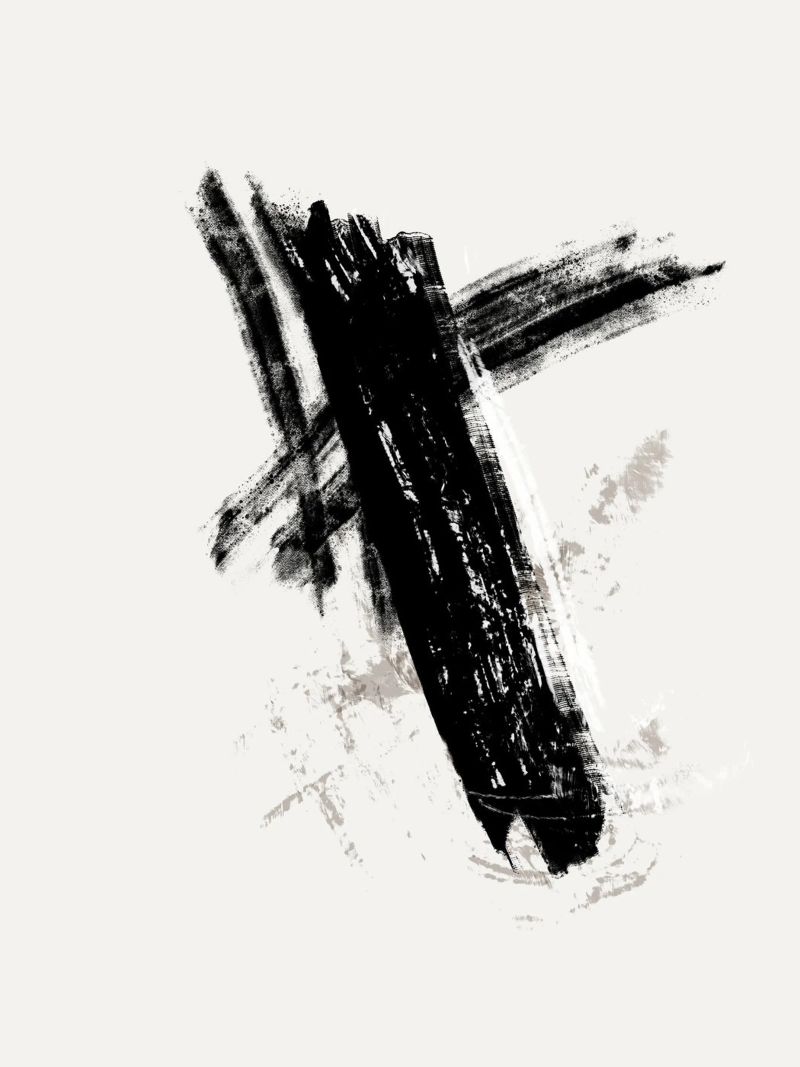 Modern abstract with large black brush strokes plexiglass da Imaginative