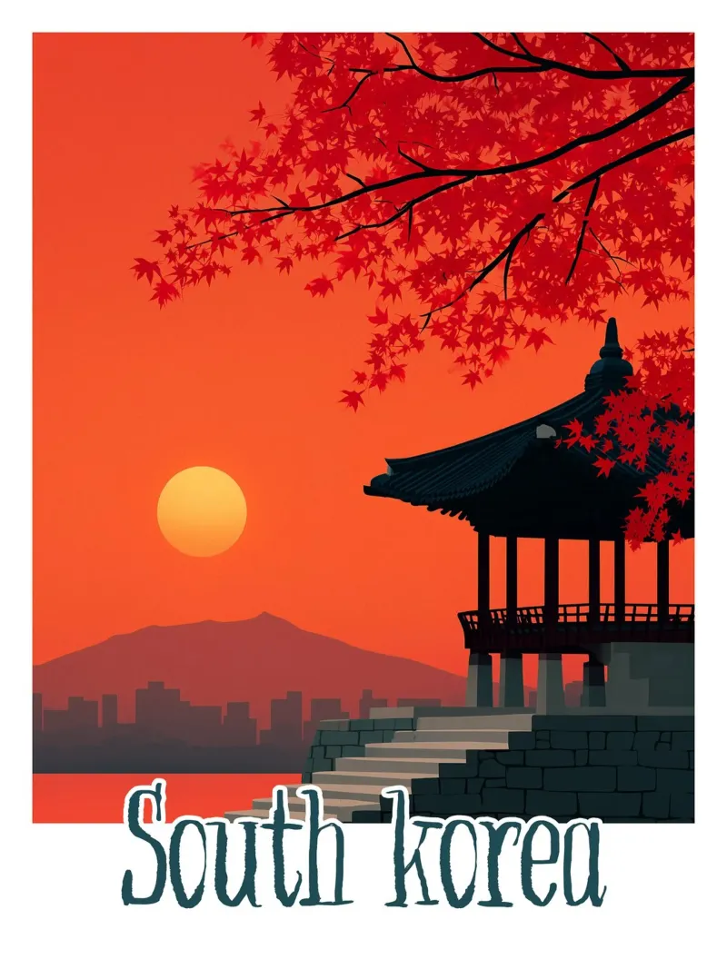 Poster della Corea del Sud plexiglass da Frame the World
