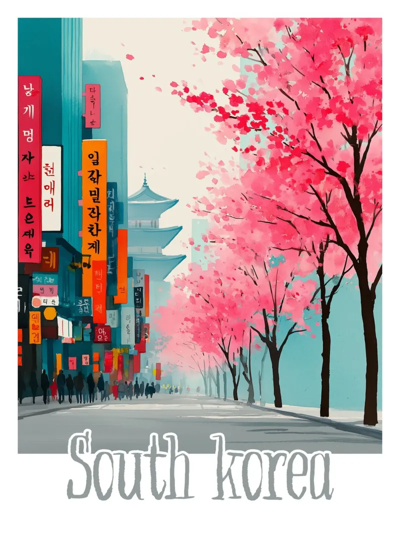 Poster della Corea del Sud plexiglass da Frame the World