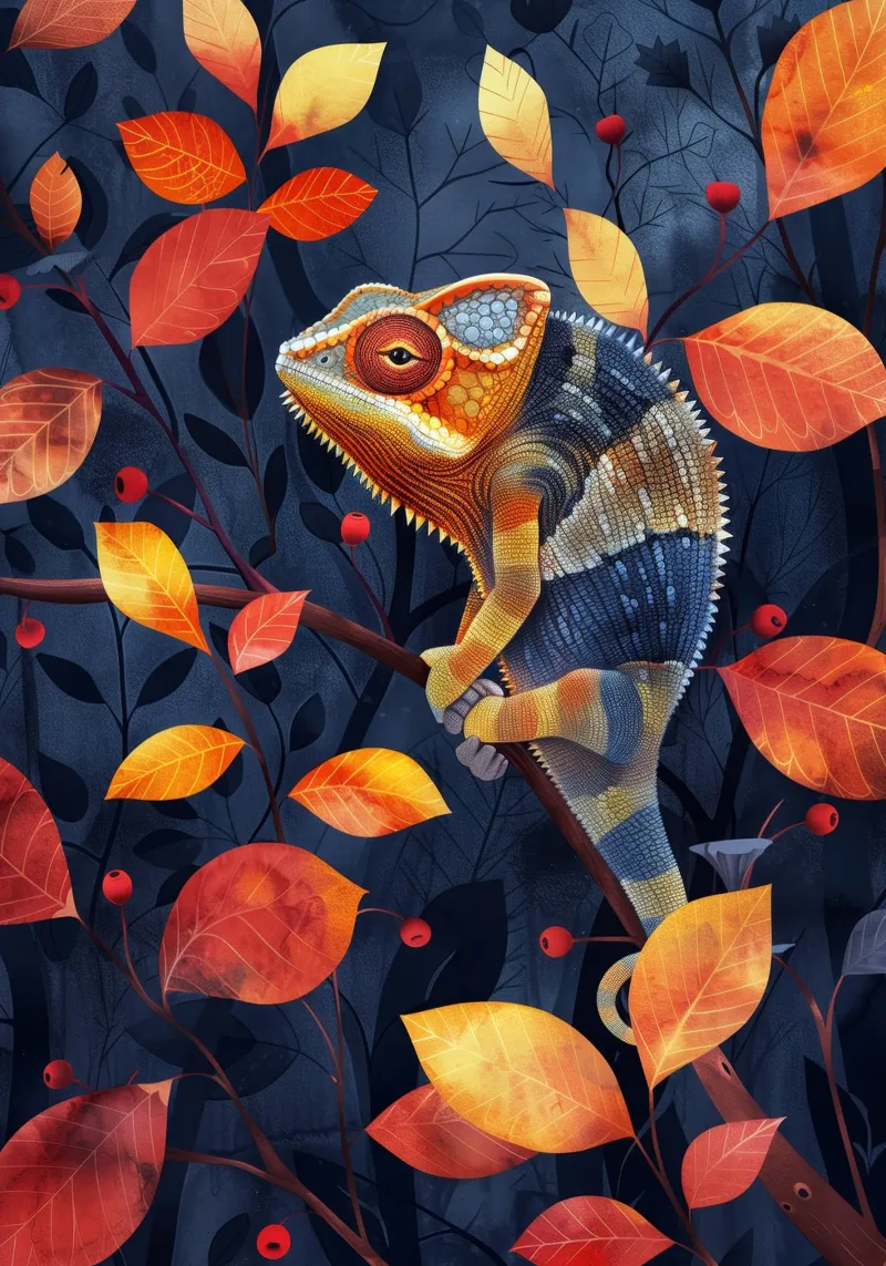 Camaleonte carta hahnemühle da Lionmixart