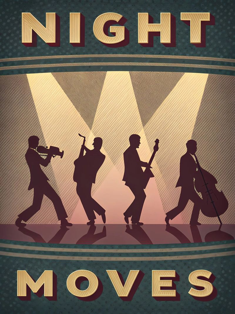 Night Moves Retro Jazz Band Silhouette Poster von Jester Krew Art