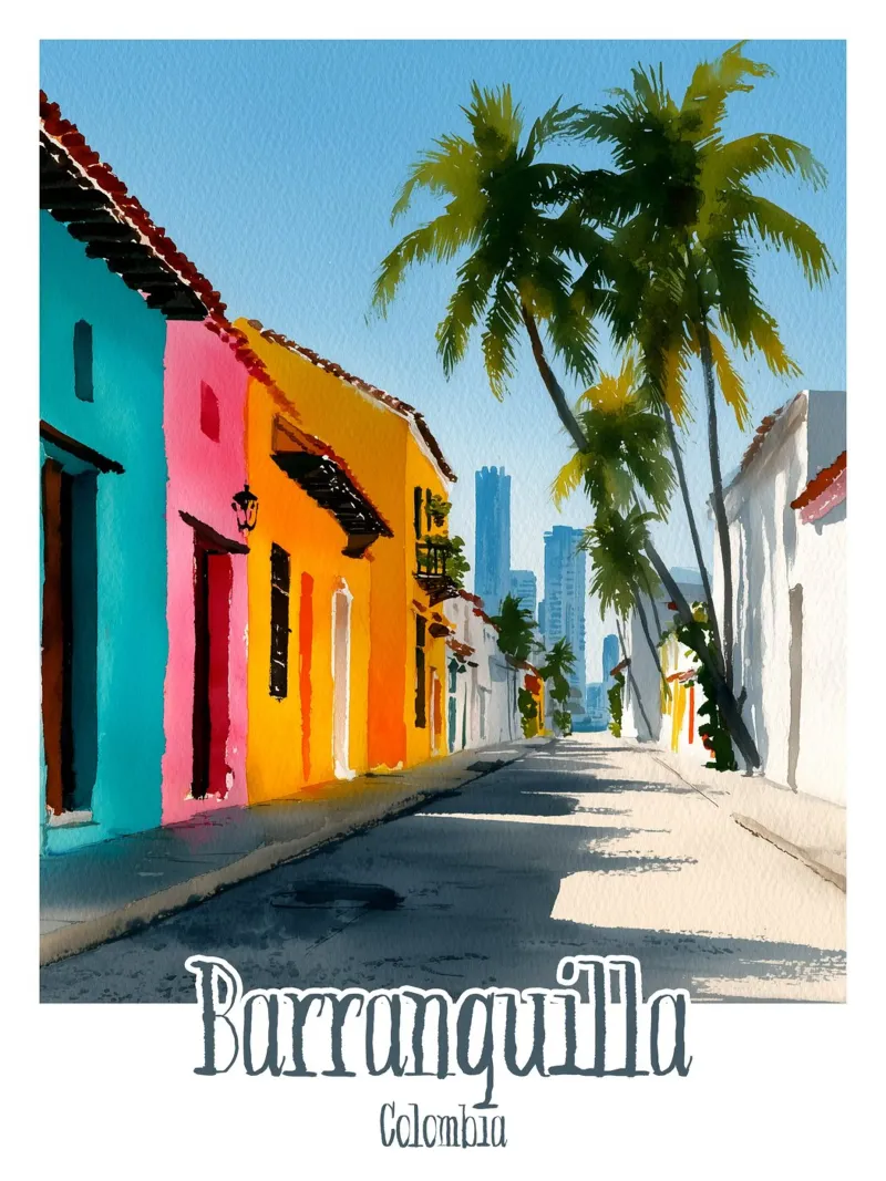 Affiche Barranquilla, Colombie tela con Cornice a cassetta da Frame the World