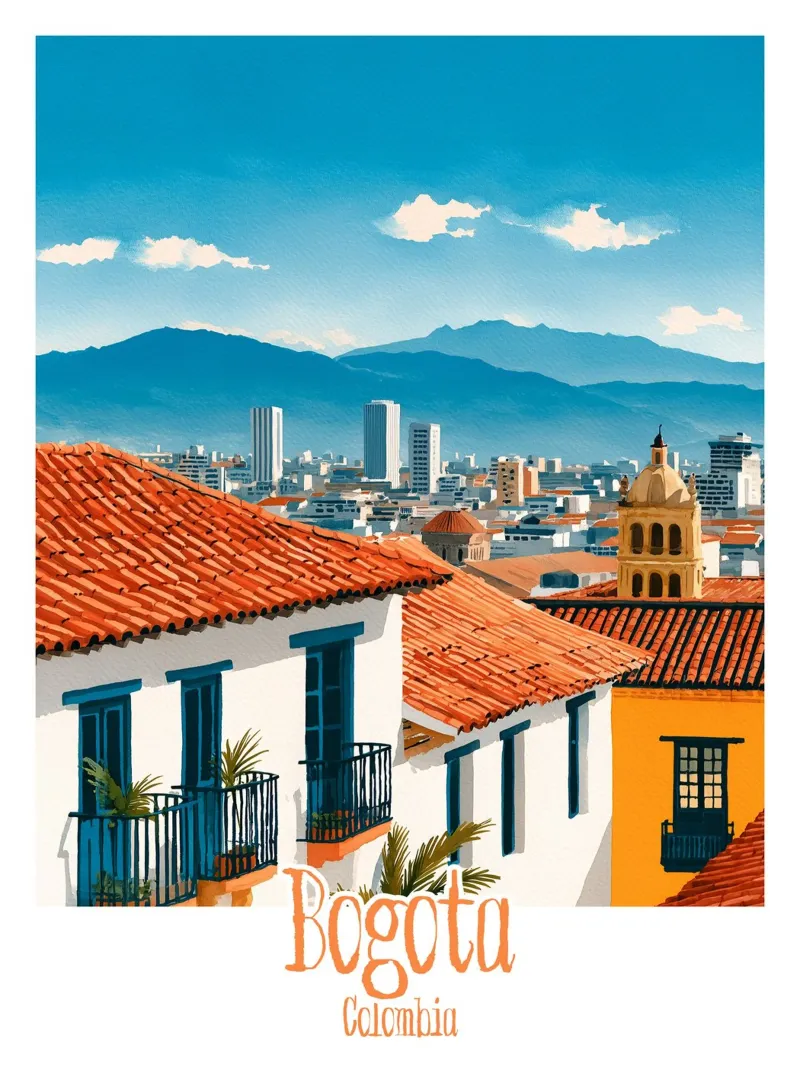 Affiche Bogotà, Colombia poster con telaio in legno da Frame the World