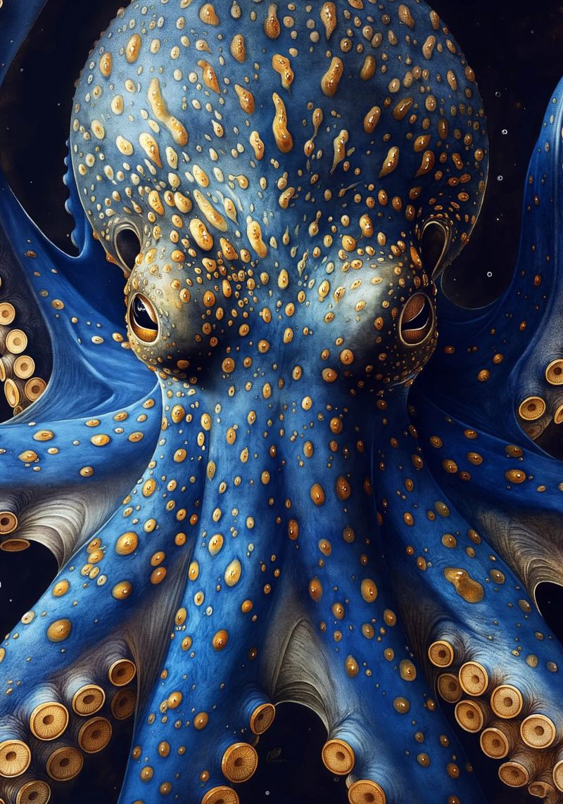Blue octopus poster de Lionmixart