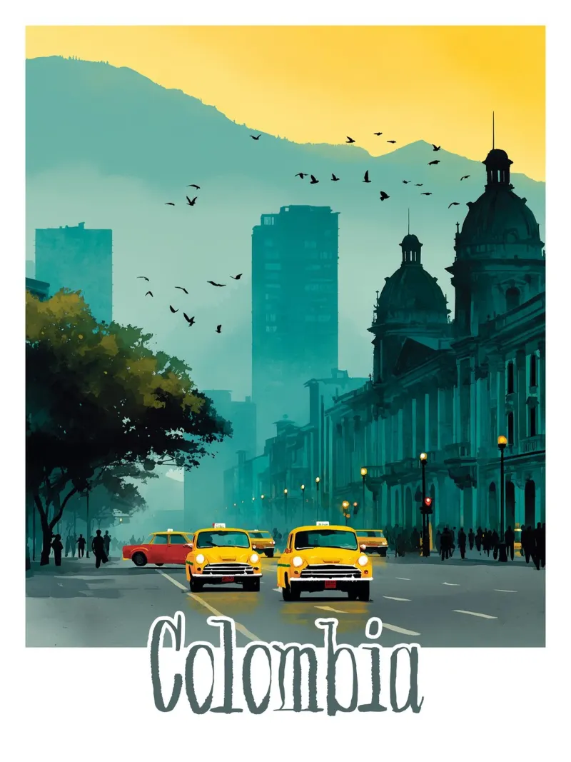 Affiche Colombie poster con telaio in legno da Frame the World