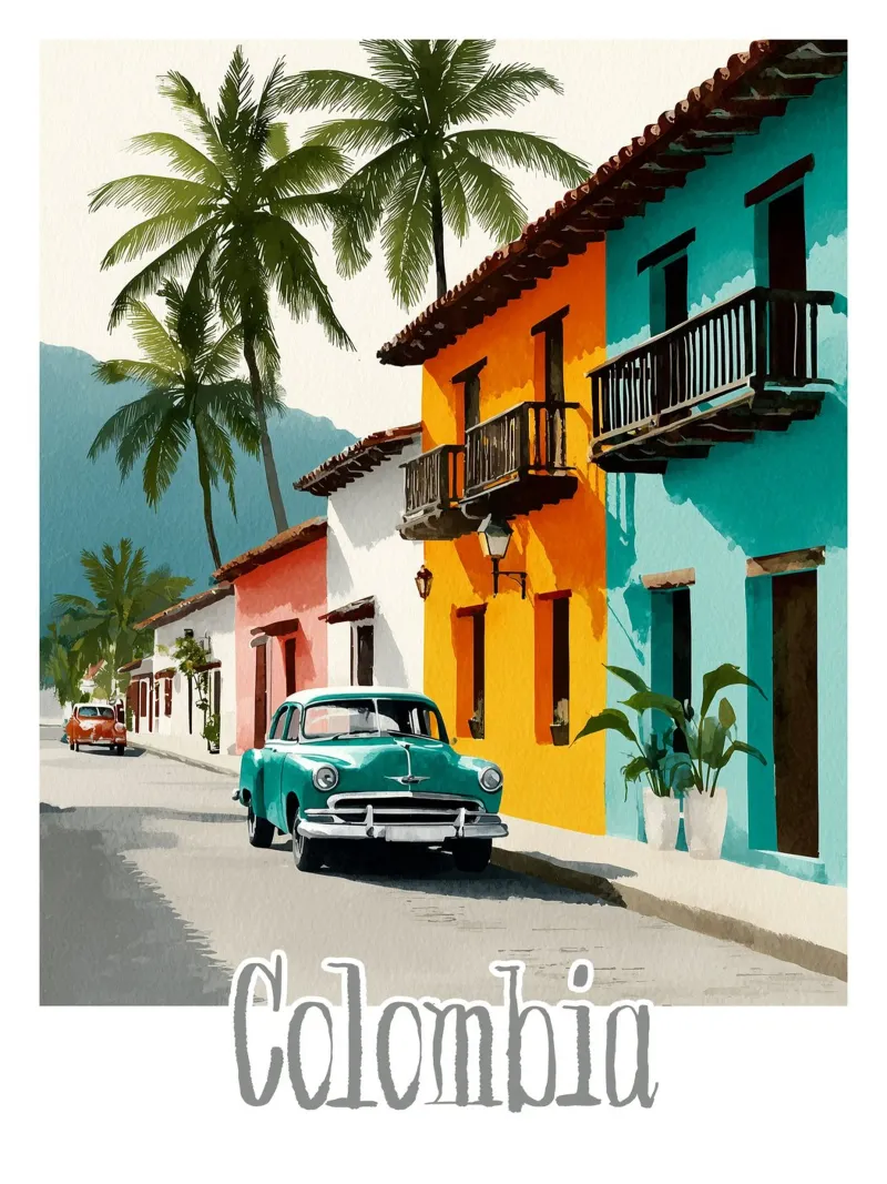 Affiche Colombie poster con telaio in alluminio da Frame the World
