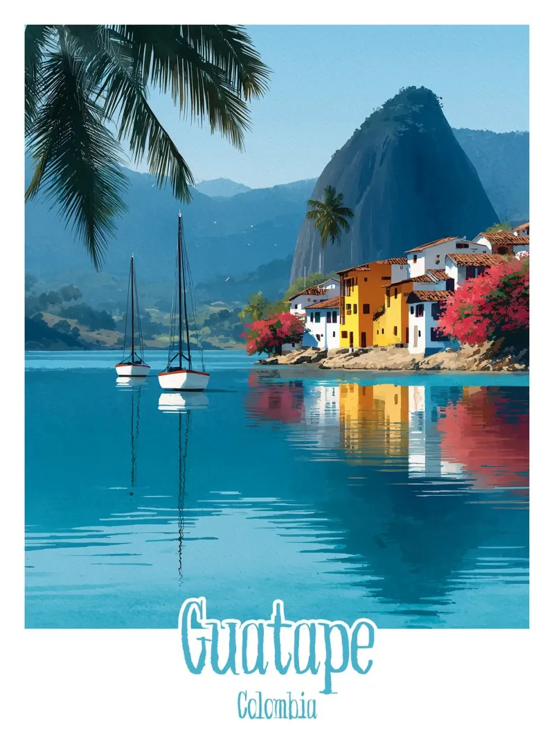 Affiche Guatapé, Colombie poster avec cadre en plastique de Frame the World