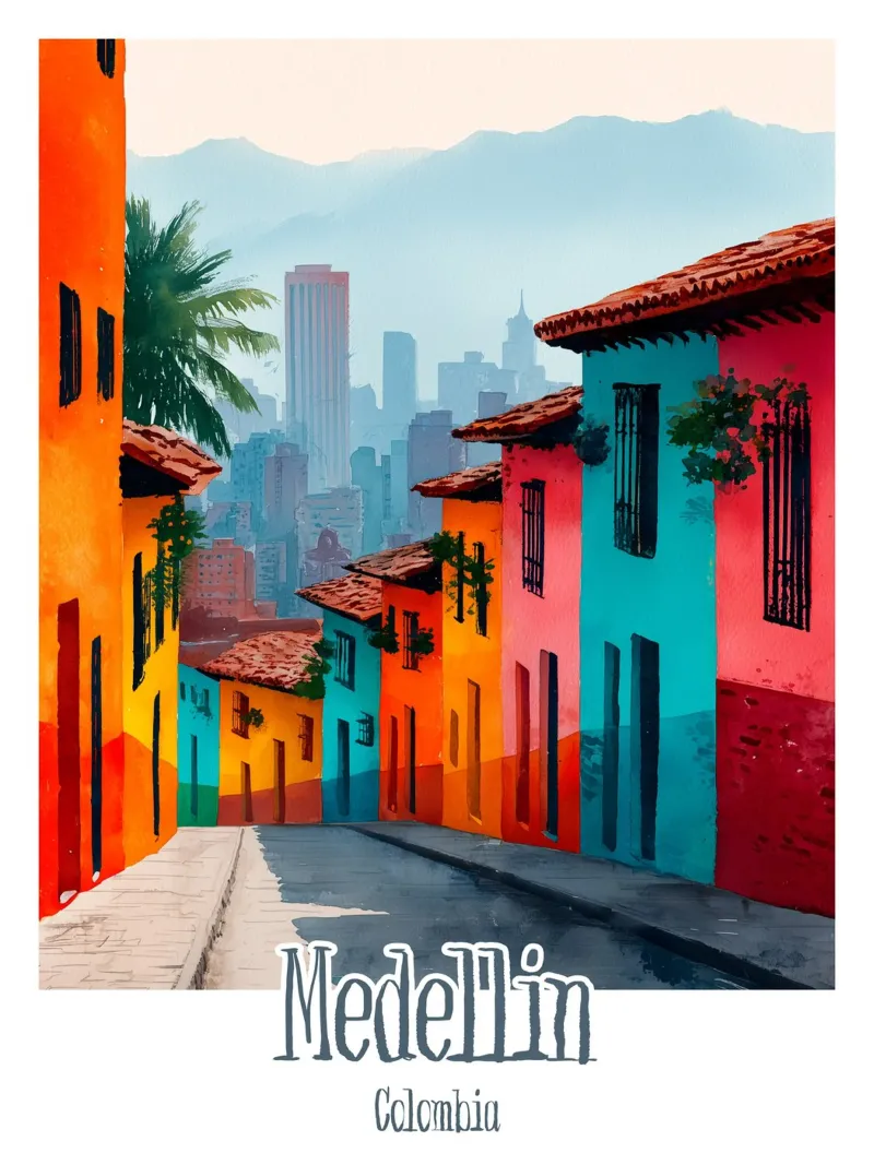 Affiche Medellin, Colombie tela con Cornice a cassetta da Frame the World