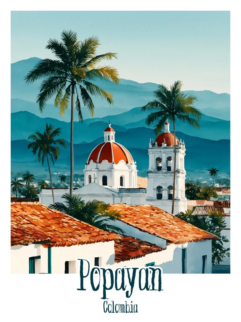 Affiche Popayán, Colombie lienzo con Marco flotante de Frame the World