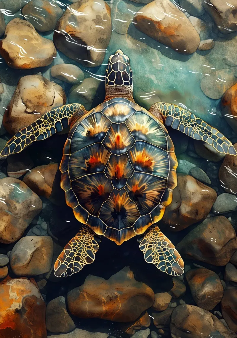 Sea turtle backlit film by Lionmixart