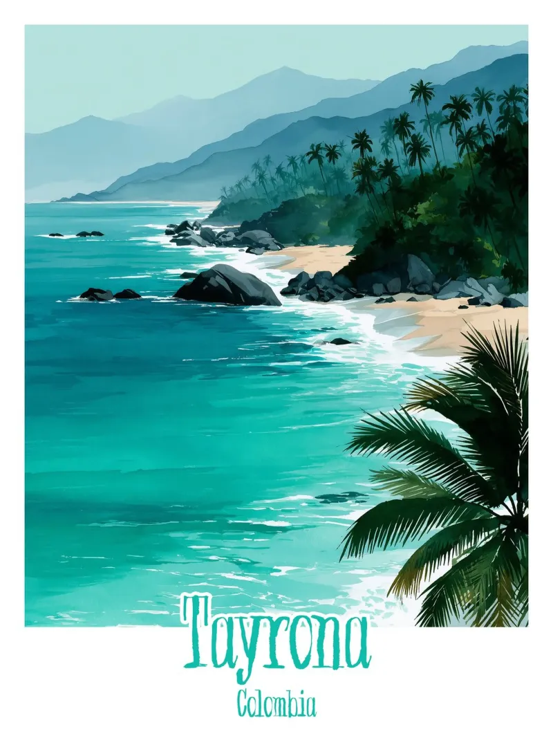 Affiche Tayrona, Colombie alluminio dibond da Frame the World