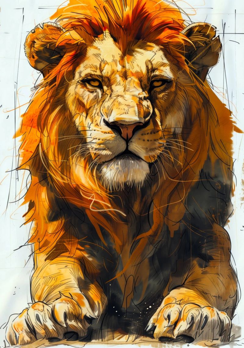 Leeuwenkoning canvas van Lionmixart