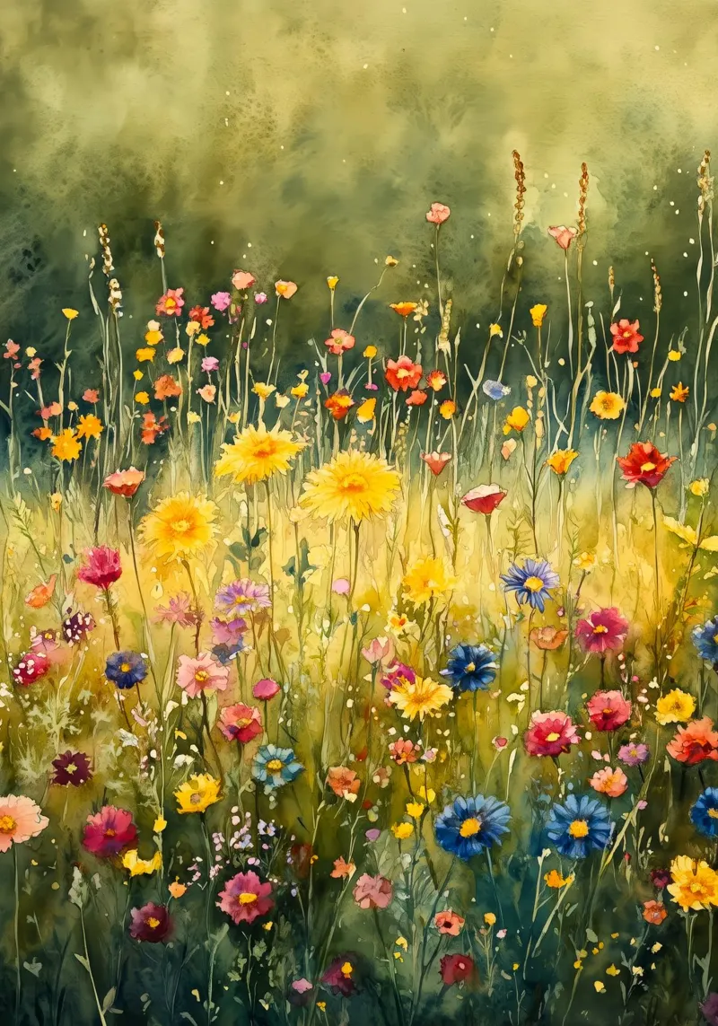 Spring meadow canvas by Justyna Jaszke JBJart