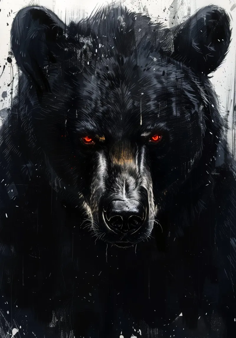 Orso nero poster con telaio in plastica da Lionmixart