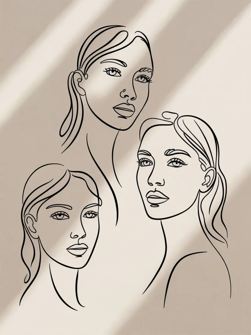 Volti dalle linee minimali - Ritratti femminili disegnati a mano poster da logic