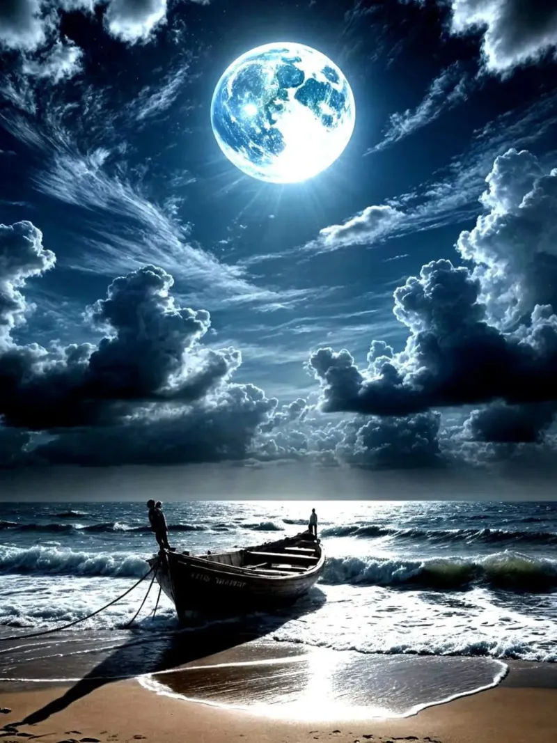 Silent Shore under the Moonlit Sky hahnemühle by ZARAH