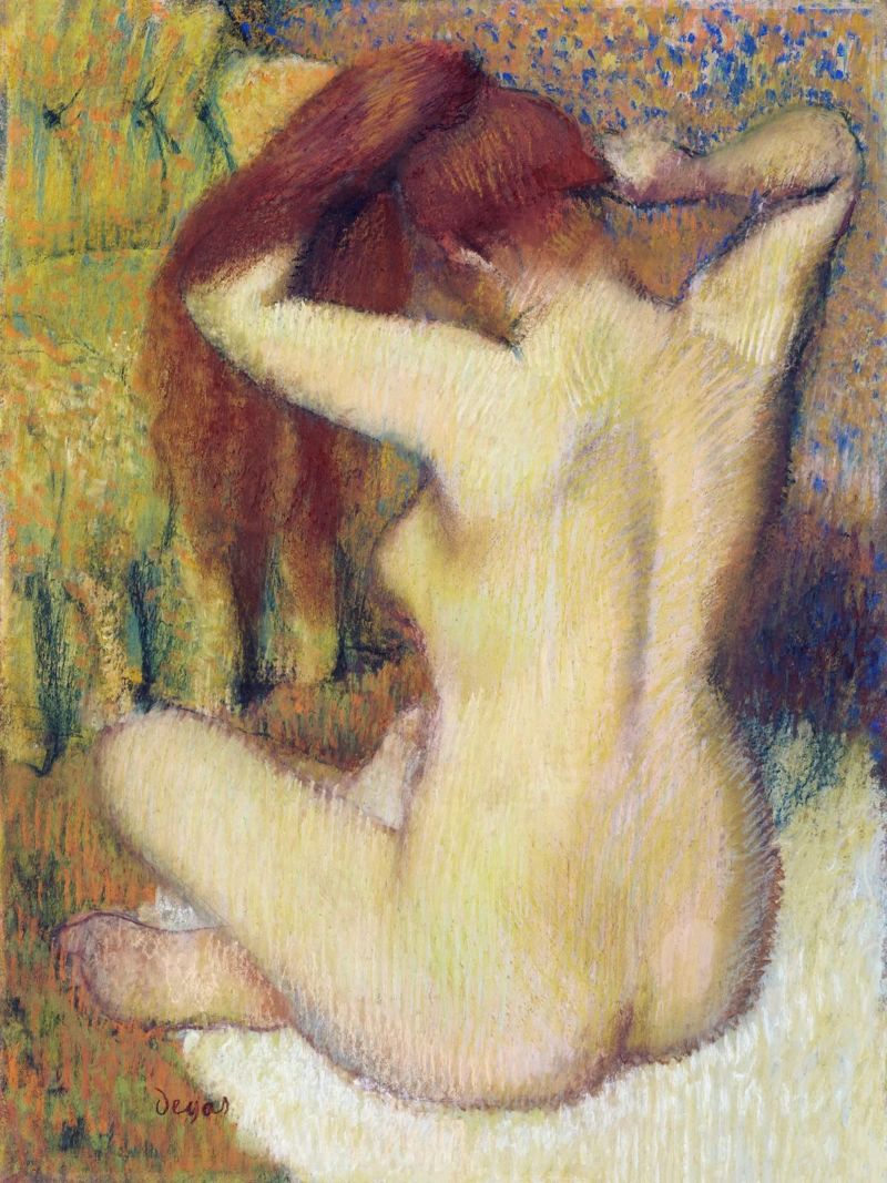 Frau kämmt ihr Haar von Edgar Degas Poster von Venus Art