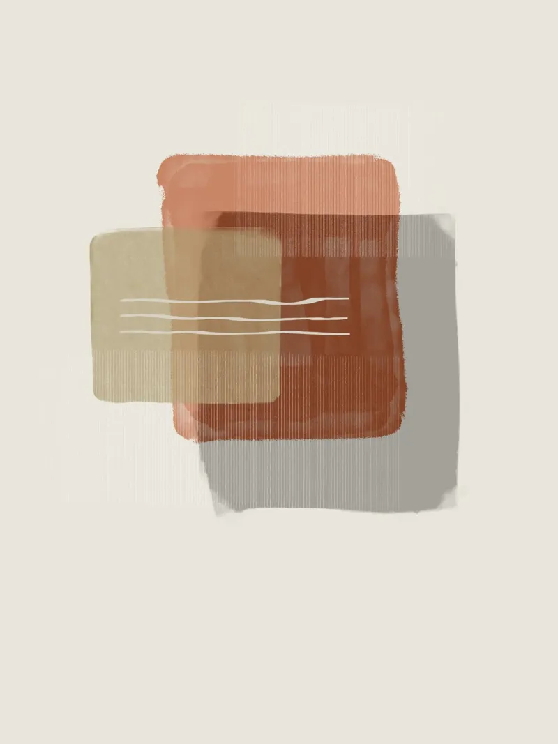 Modern abstract shapes in retro style with earth tones Acryl-Glas von Imaginative