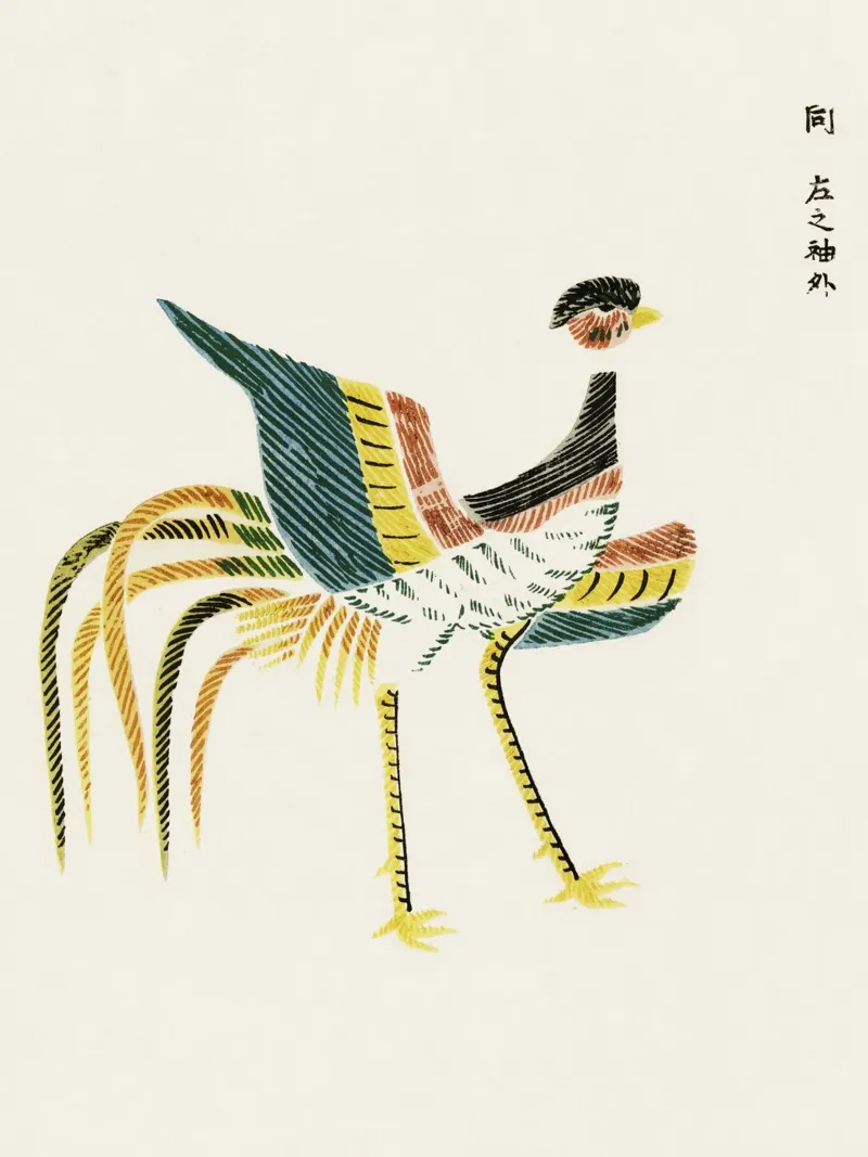 Japanese vintage original woodblock print of crane pellicola backlit da vintageshop