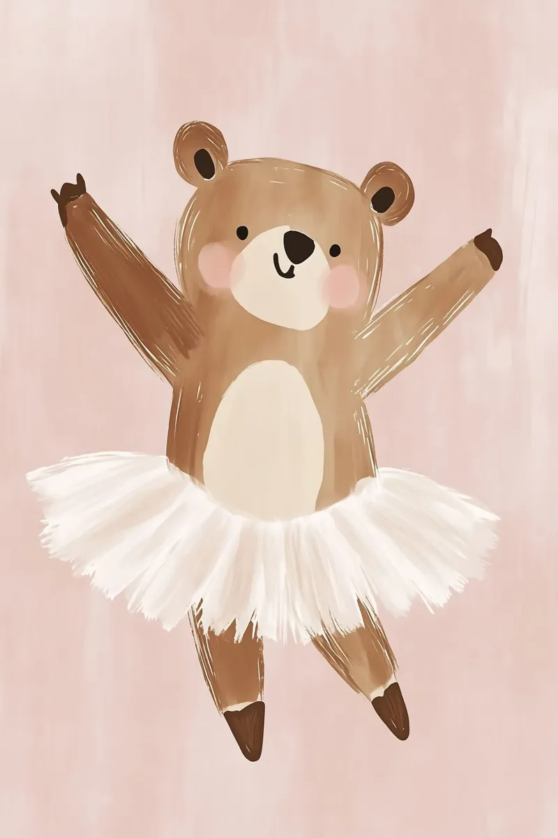 Cute Ballerina Bear, Nursery Print, Playroom Art hahnemühle by Little Lola