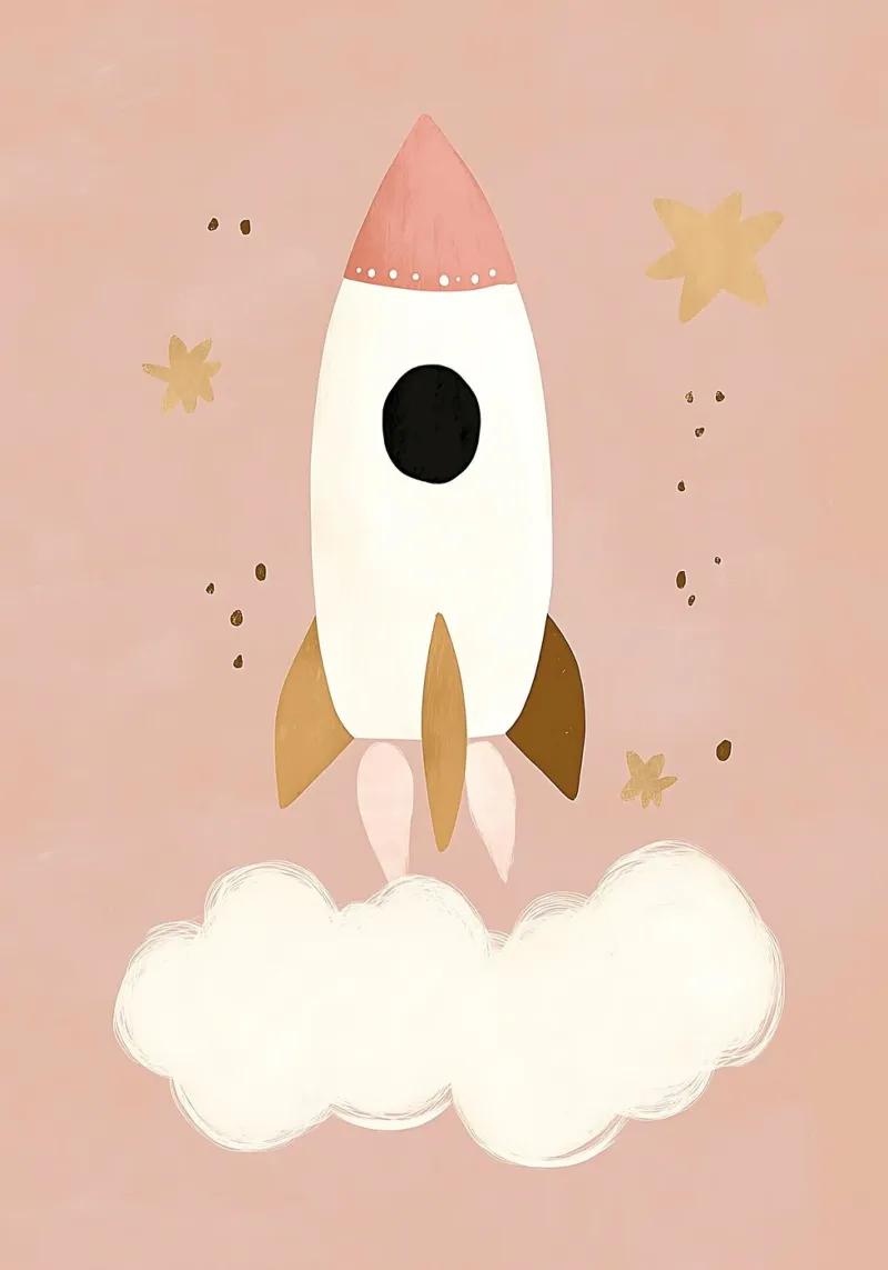 Spaceship, Space Rocket, Nursery Wall Art, Playroom Decor canvas with Floater frame by Little Lola