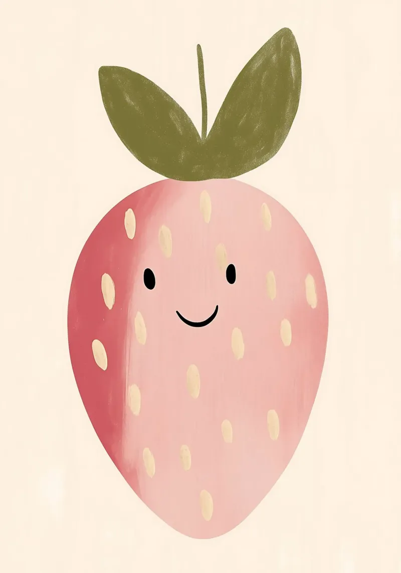 Stampa di fragole carine, arte da parete per la cameretta, stampa di frutta felice pellicola backlit da Little Lola