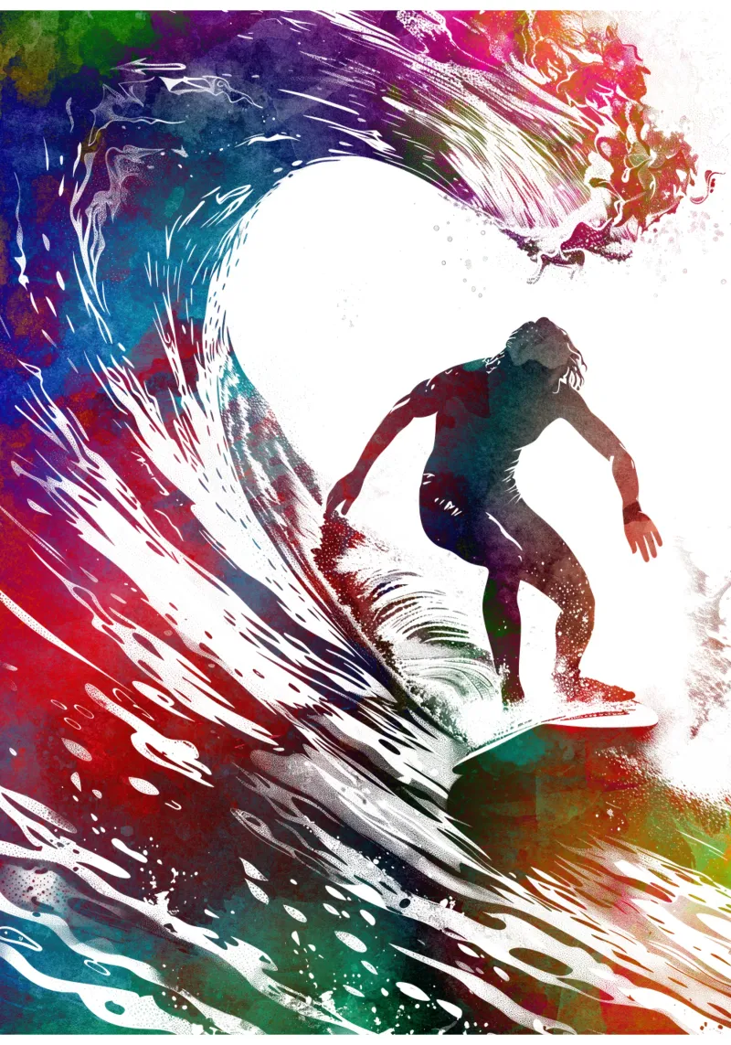 Surfer sport art bianco poster da SPORT
