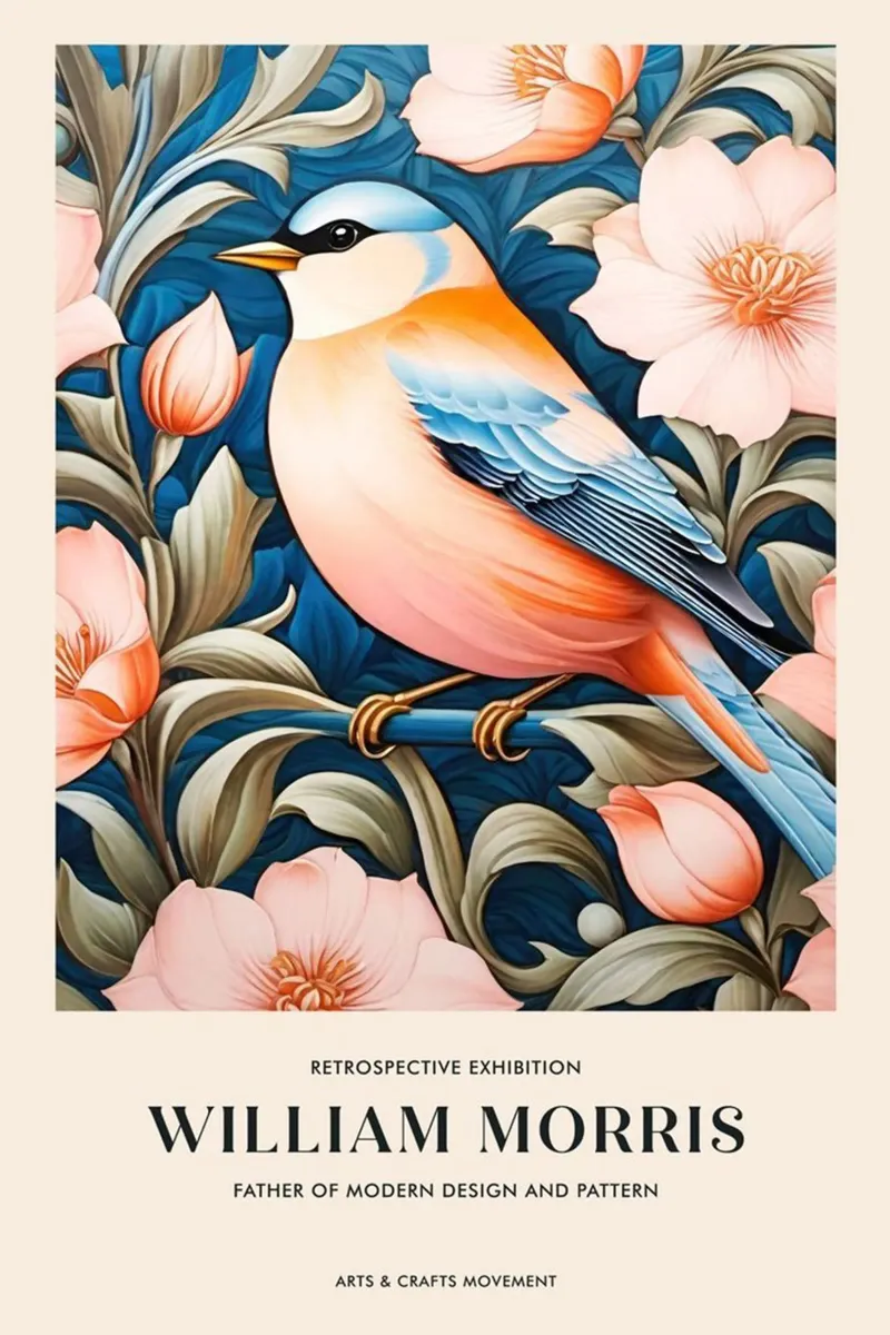 uccellino in un bel fiore william morris pellicola backlit da komo store