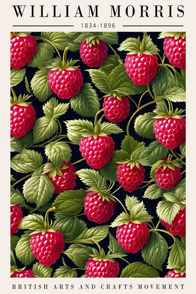 giardino di lamponi verde william morris poster da komo store