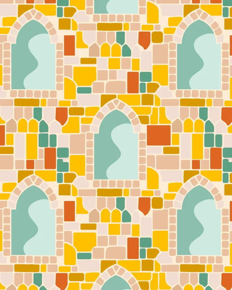 Mosaico di sole poster con telaio in alluminio da Kintsugi99