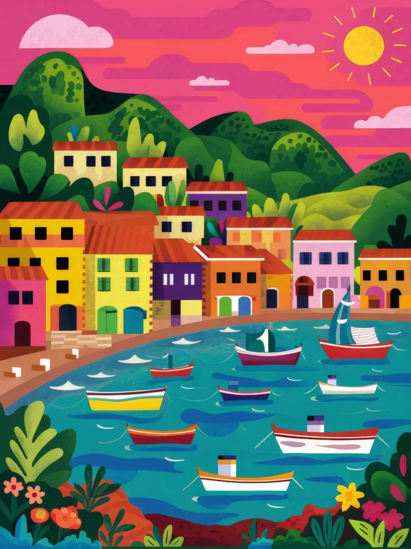 Città portuale colorata plexiglass da Jasper Rune