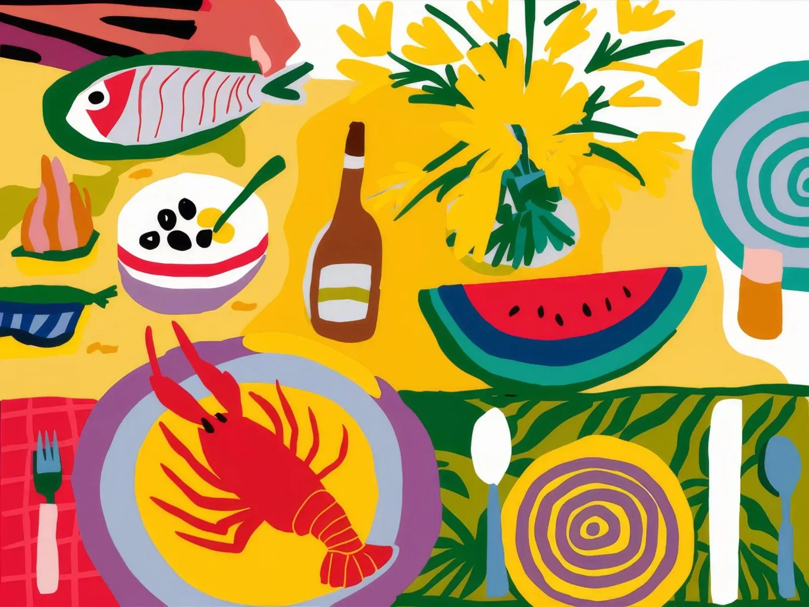 Festa estiva pop art poster con telaio in legno da Jasper Rune
