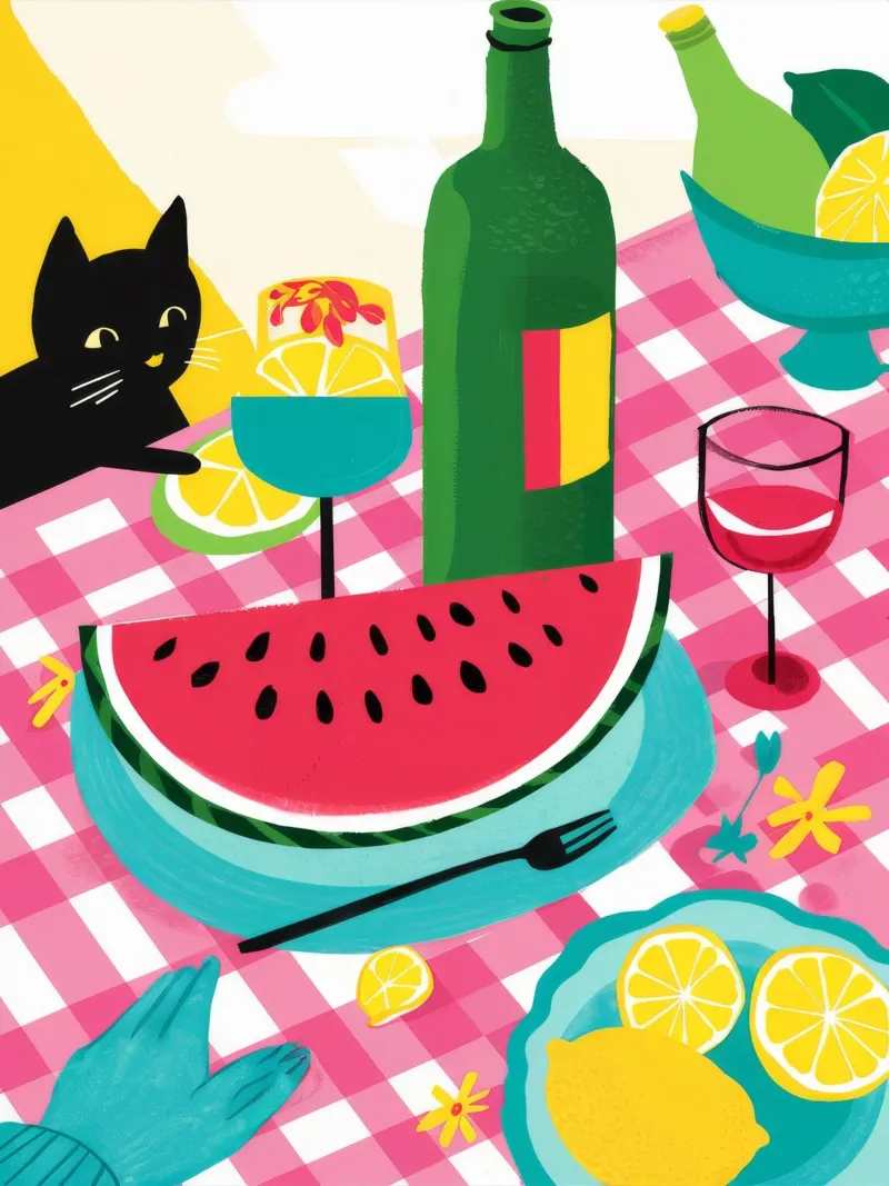 Wassermelone Katzen-Nap Poster von Jasper Rune