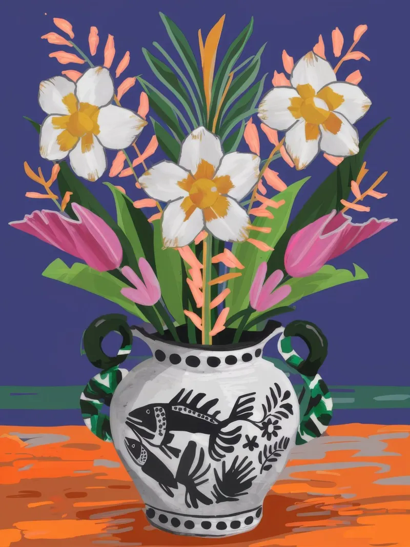 Vaso bouquet Chinoiserie poster con telaio in plastica da Ember Stone