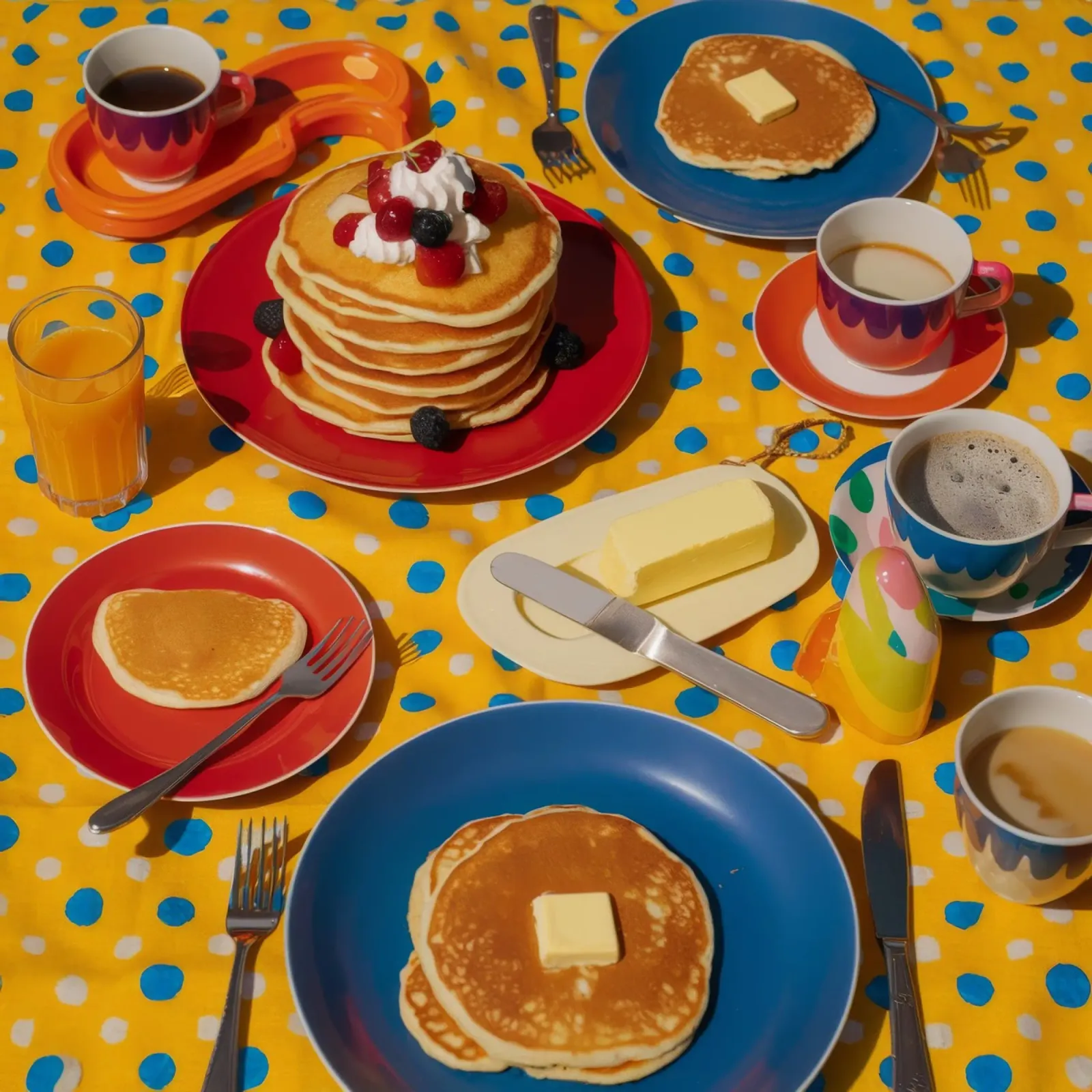 Gioia del mattino con i pancake pellicola backlit da Jasper Rune