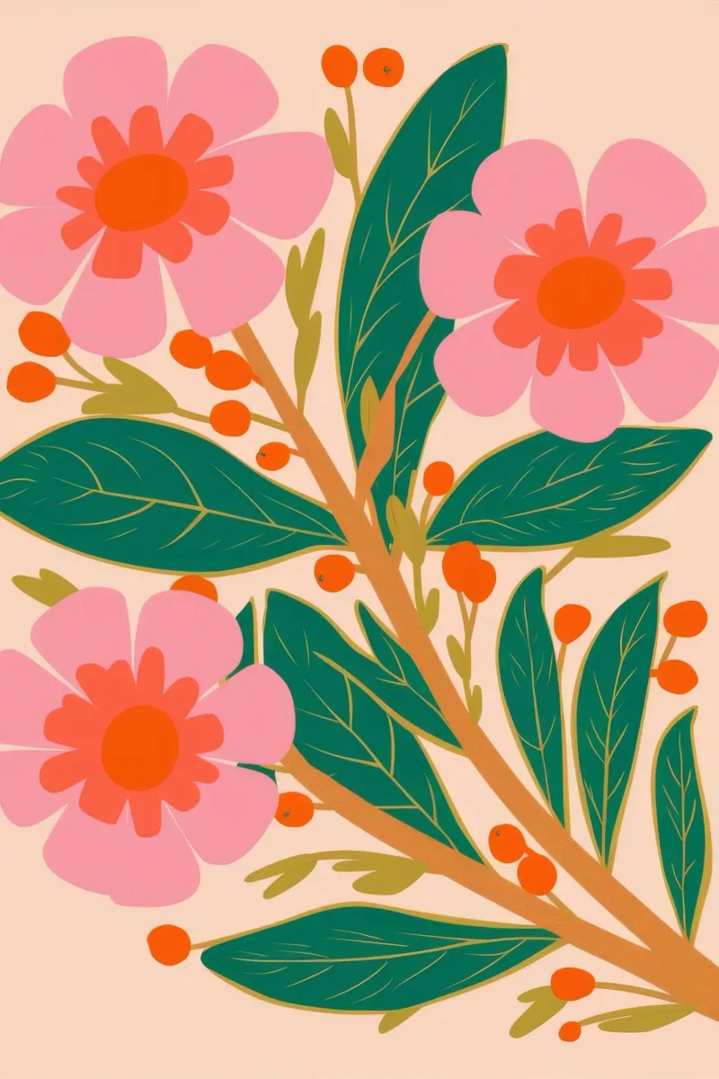 Bouquet Peachy Keen poster con telaio in legno da Ember Stone
