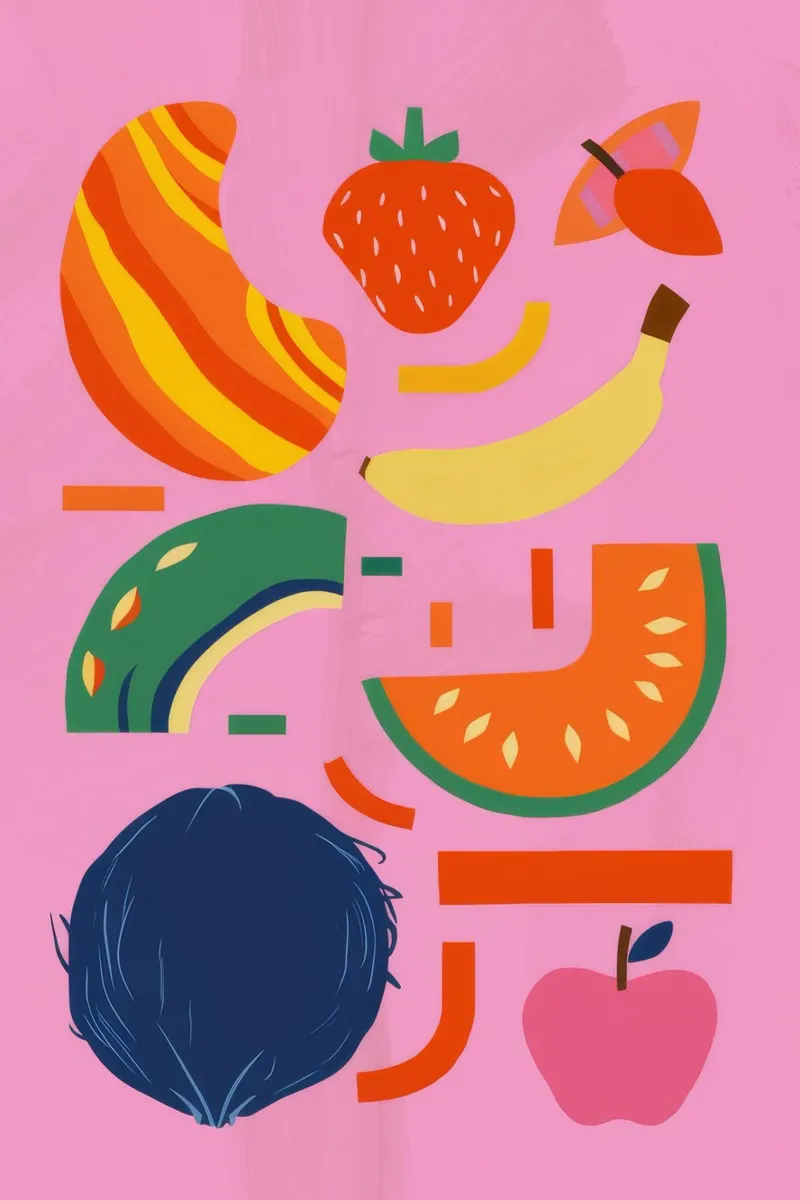 Medley di frutta Pop Art pellicola backlit da Ember Stone