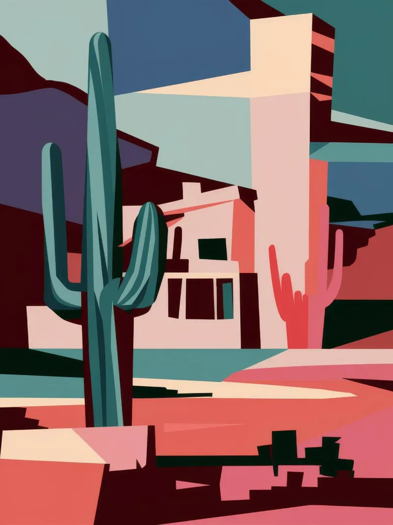 Graphic Cactus Geometry canvas with Floater frame by Jasper Rune
